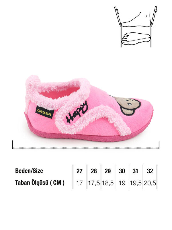 Kışlık Kız Çocuk Rahat Taban Cırt Cırtlı Ayarlanabilir Ev Okul Kreş Panduf Ayakkabı - Görsel 3