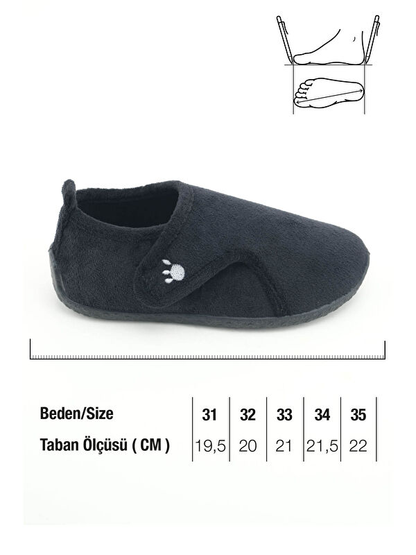 Kışlık Kız Çocuk Rahat Taban Cırt Cırtlı Ayarlanabilir Ev Okul Kreş Panduf Ayakkabı - Görsel 3