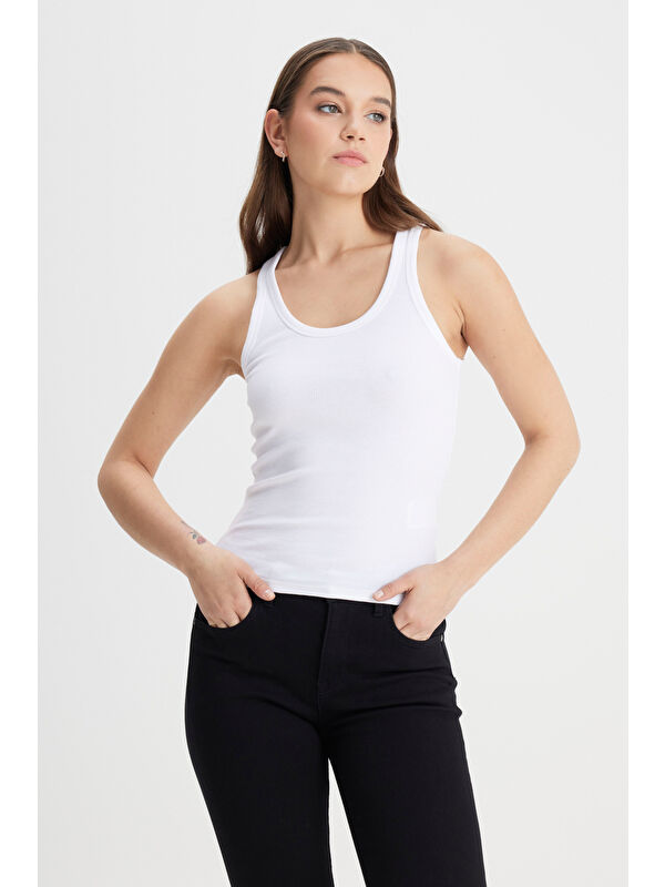 Lee Slim Fit Dar Kesim Beyaz Tişört
