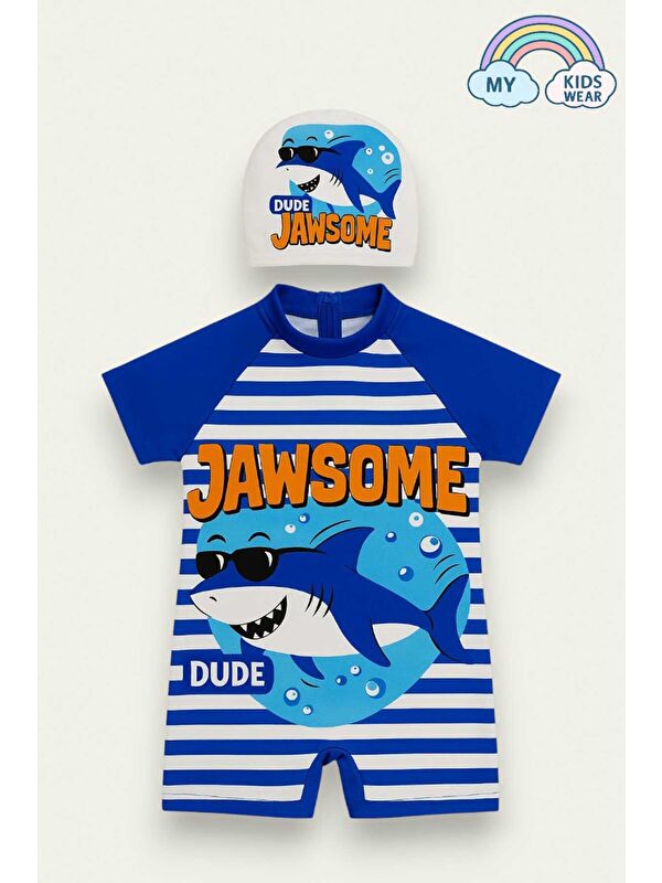 My Kids Wear Erkek Çocuk Dalgıç Kumaş Gizli Fermuarlı Boneli Mayo Takımı 2-8 Yaş 12020