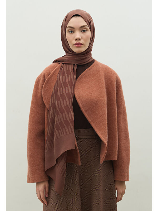 Fresh Scarfs NARA PAMUK FLOŞ JAKARLI ŞAL KAKAO