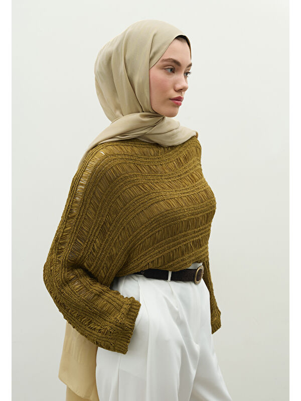 Fresh Scarfs NARA PAMUK FLOŞ JAKARLI ŞAL KUM