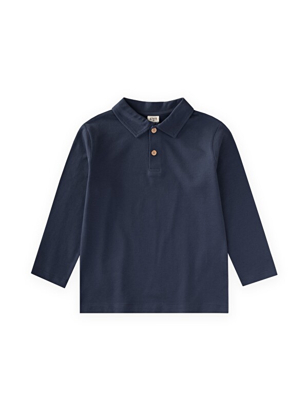CİGİT Polo Yaka Uzun Kollu T-Shirt 5-12 Yaş Lacivert