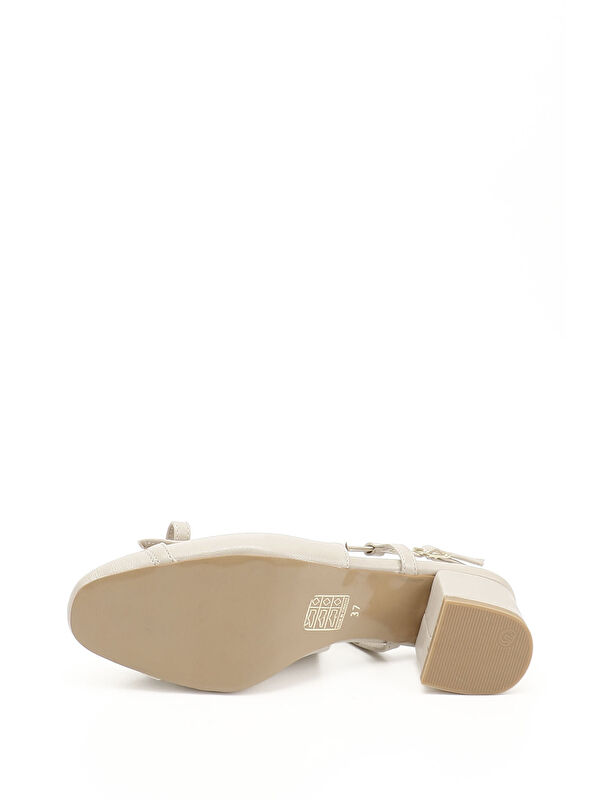 Kadın TEN Fiyonklu Kısa Kalın Topuklu Arkası Açık Ayakkabı - Görsel 5