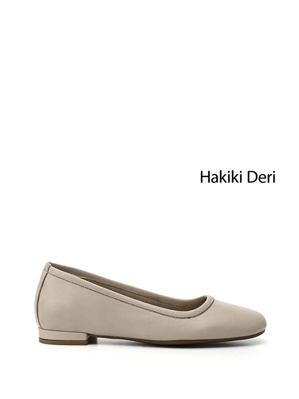 GÖNDERİ(R) Kadın YENİ BEJ Hakiki Deri Babet