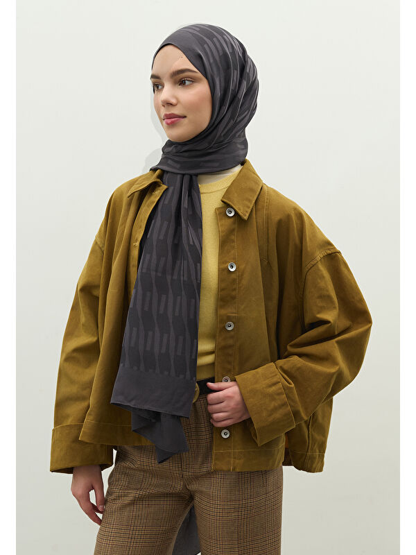 Fresh Scarfs NARA PAMUK FLOŞ JAKARLI ŞAL FÜME