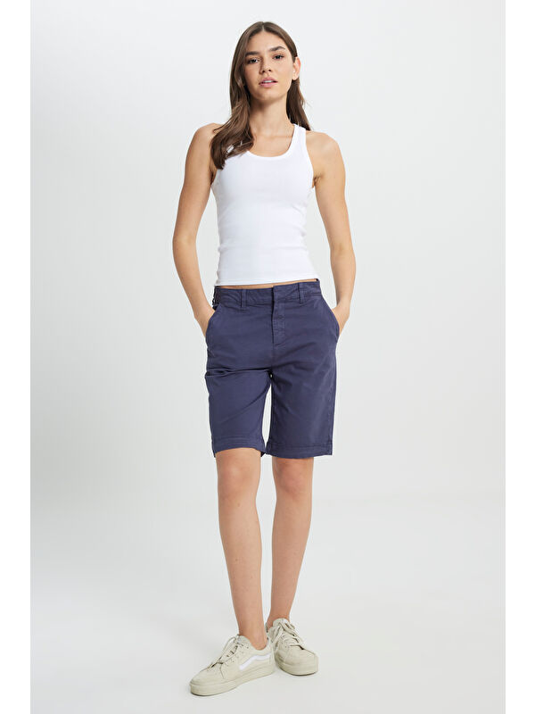 Lee Regular Fit Normal Kesim Normal Bel Lacivert Chino Şort