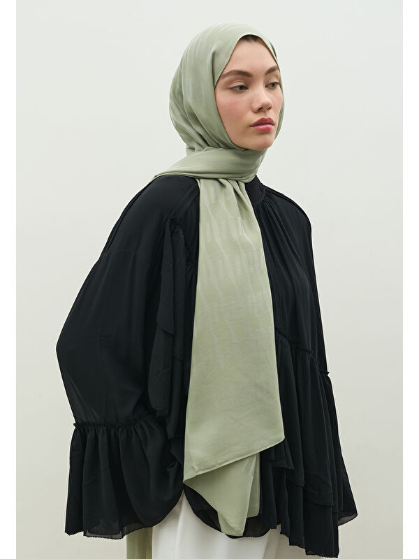 Fresh Scarfs NARA PAMUK FLOŞ JAKARLI ŞAL MİNT YEŞİLİ