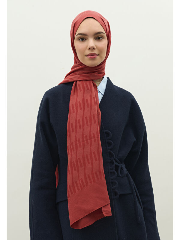 Fresh Scarfs NARA PAMUK FLOŞ JAKARLI ŞAL SOFT KIRMIZI
