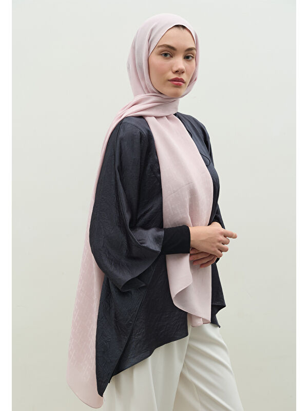 Fresh Scarfs MONOGRAM PAMUK FLOŞ JAKARLI ŞAL PUDRA
