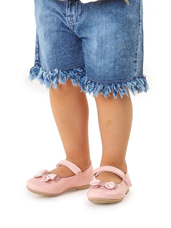 Taşlı Cırtlı Kız Çocuk Fiyonklu Babet Ayakkabı Ege 204 Rugan - Görsel 3