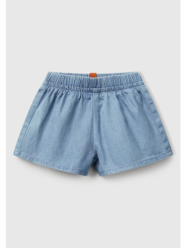 United Colors Of Benetton Bebek Denim Beli Lastikli Logo Etiketli Denim Şort