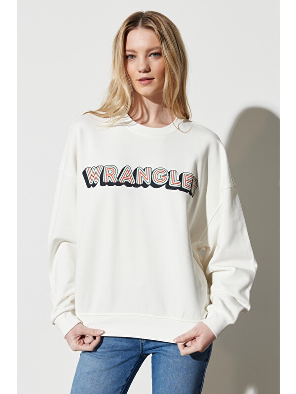 Wrangler Regular Fit Normal Kesim %100 Pamuk Bisiklet Yaka Beyaz Sweatshirt