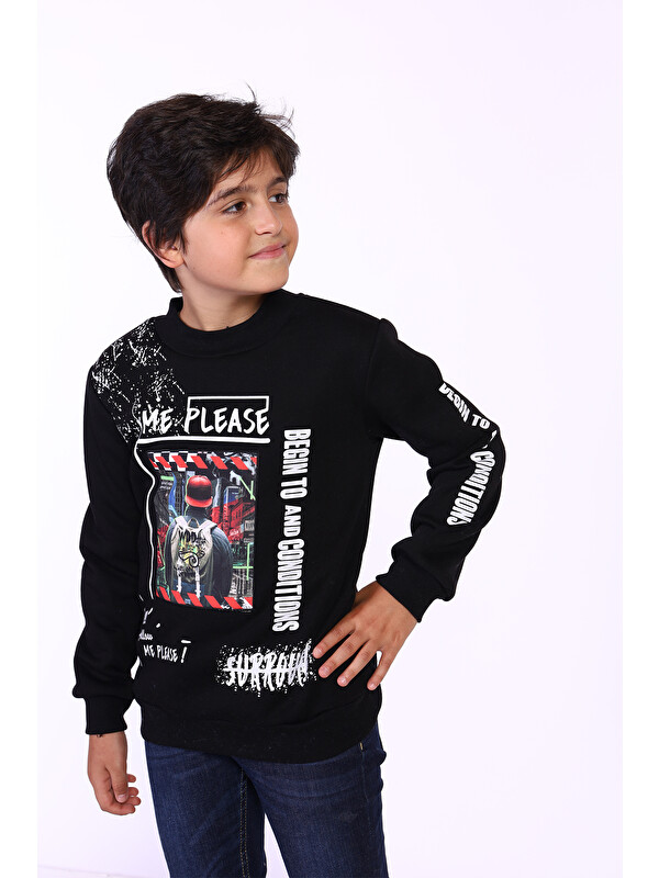 Toontoykids Erkek Çocuk Balıkçı Yaka İçi Pamuklu Sweatshirt