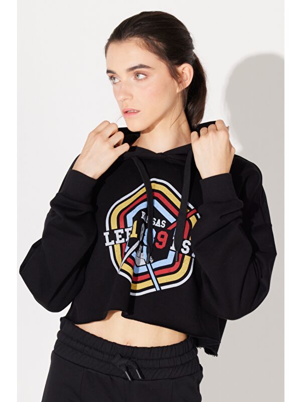 Lee Regular Fit Kapüşonlu Şardonlu Siyah Sweatshirt