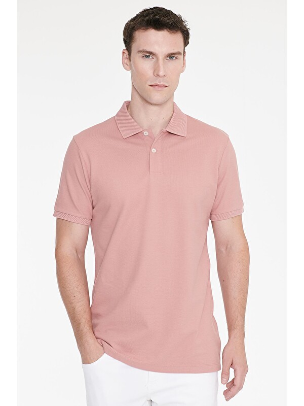 Altınyıldız Classics Erkek Gül Kurusu Slim Fit Dar Kesim %100 Pamuk Polo Yaka Kısa Kollu Tişört