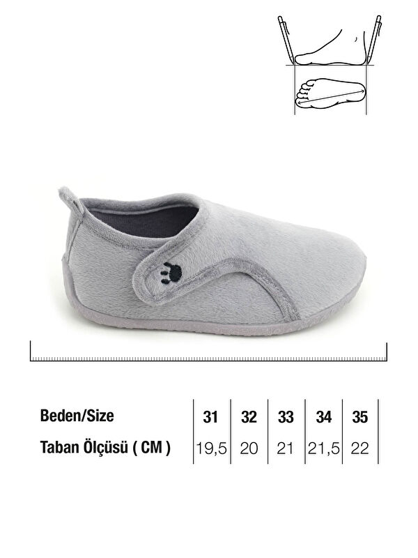 Kışlık Kız Çocuk Rahat Taban Cırt Cırtlı Ayarlanabilir Ev Okul Kreş Panduf Ayakkabı - Görsel 3