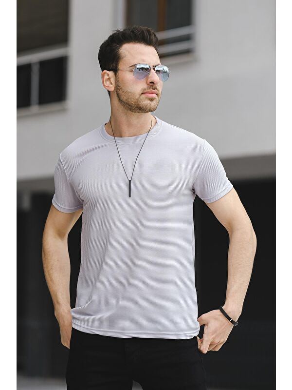 Oksit Kumaş Basic Slim Fit Likralı Erkek Tişört