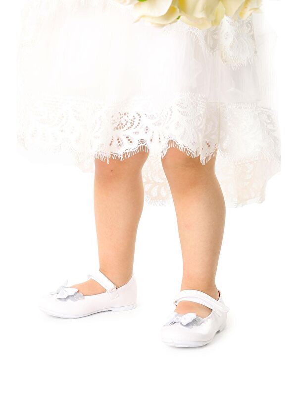 Taşlı Cırtlı Kız Çocuk Fiyonklu Babet Ayakkabı Ege 204 Rugan - Görsel 3