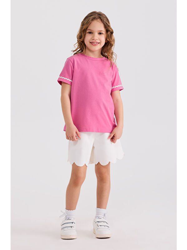 Panço Kız Çocuk Kısa Kollu Pembe Tişört