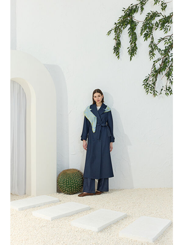 AKER Lacivert Denim Trençkot
