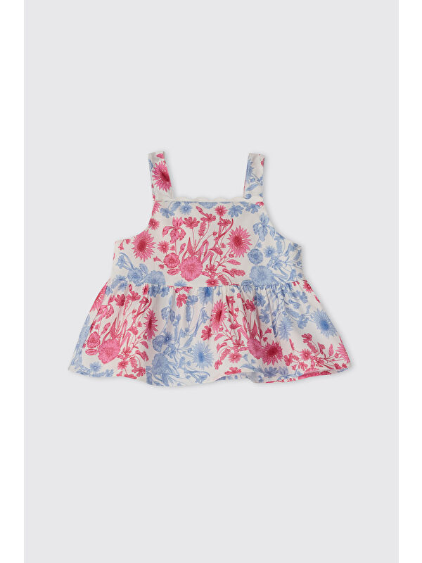 Panço Kız Bebek Çiçek Desenli Pembe Bluz