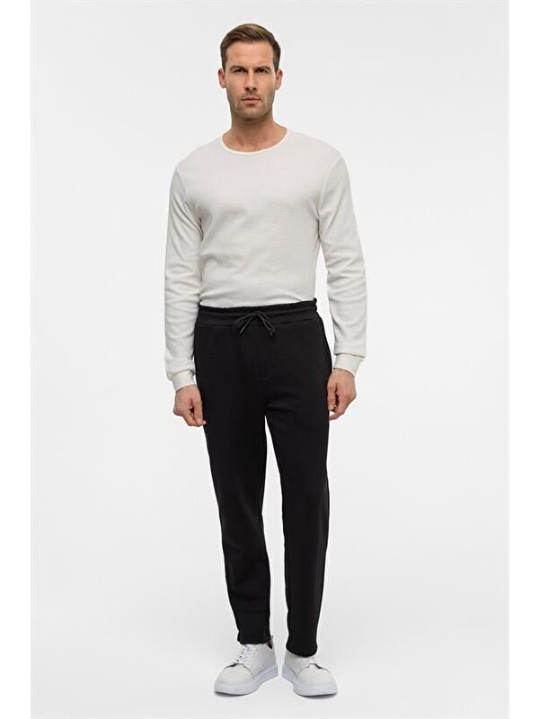 Süvari Siyah Regular Düz Jogger Pantolon