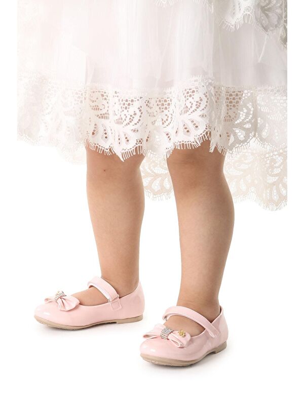 Cırtlı Fiyonklu Kız Çocuk Babet Ayakkabı Ege 201 Rugan - Görsel 3