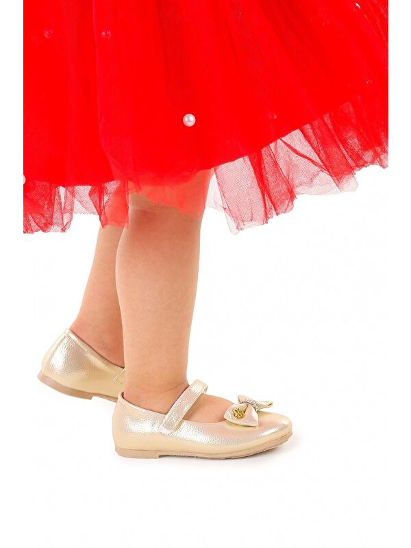 Cırtlı Fiyonklu Kız Çocuk Babet Ayakkabı Ege 201 Vakko - Görsel 4