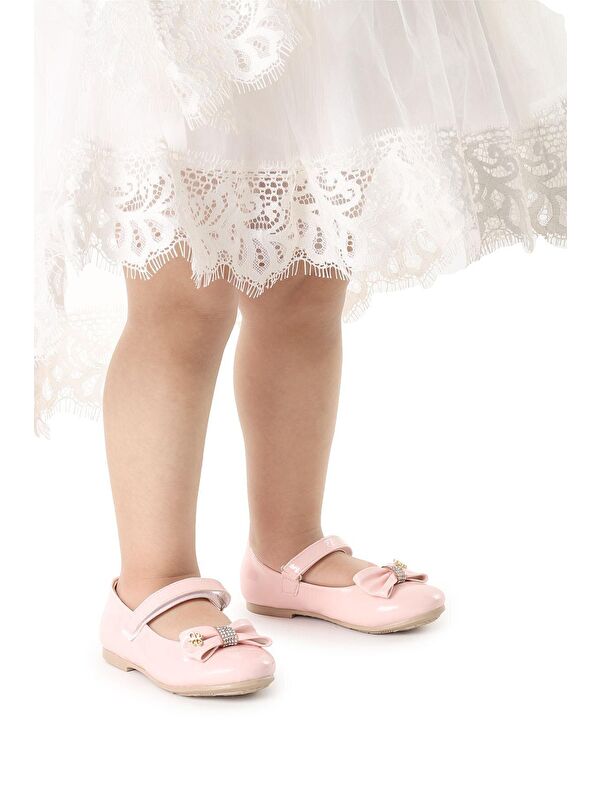 Cırtlı Fiyonklu Kız Çocuk Babet Ayakkabı Ege 201 Rugan - Görsel 4