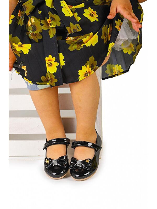 Cırtlı Fiyonklu Kız Çocuk Babet Ayakkabı Ege 201 Rugan - Görsel 4