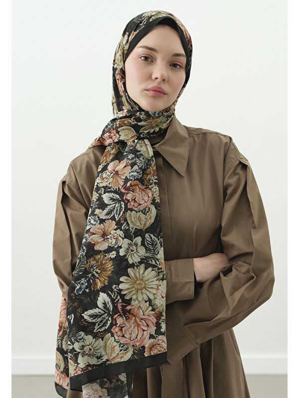 Fresh Scarfs JUDITH DESENLİ PAMUK VİSKON ŞAL YEŞİL