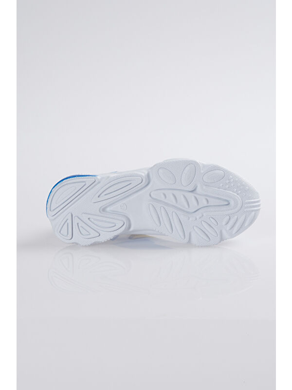 Unisex Beyaz Sax Rahat Kalıp Yüksek Taban Bağcıklı Spor Ayakkabı - Görsel 6