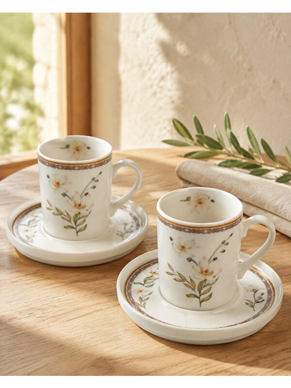 TABAK EVİ Porselen Neva Kahve Fincan Takımı 90cc 4 Parça 2 Kişilik