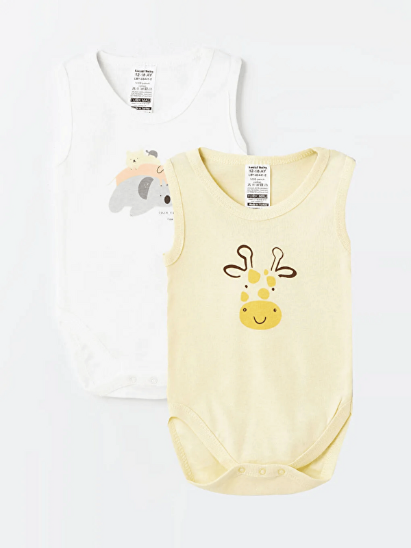 Luggi Baby Bisiklet Yaka Kız Bebek Askılı Çıtçıtlı Body 2'li