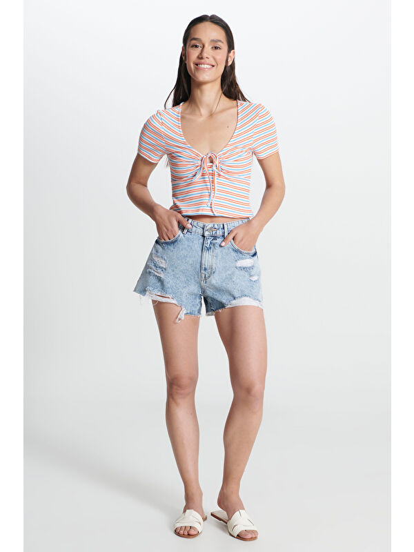 Wrangler Regular Fit Normal Bel Açık Mavi Jean Şort