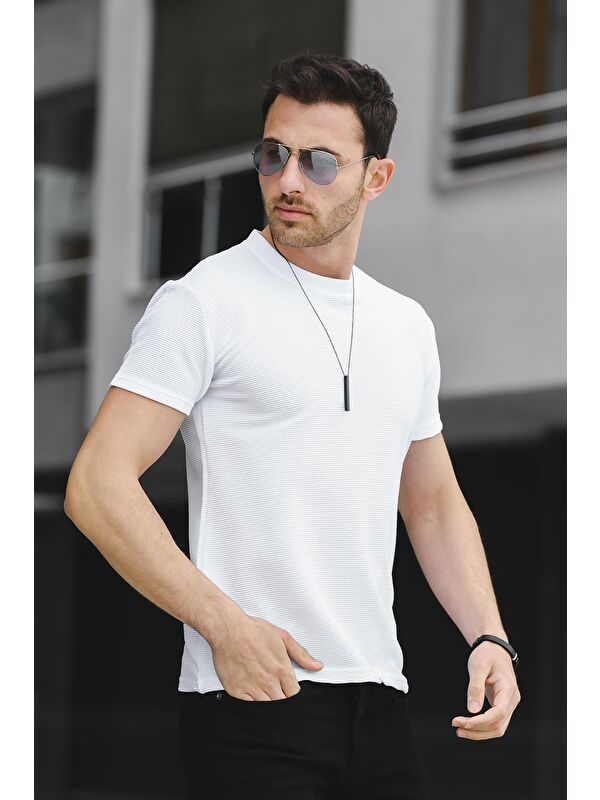 Oksit Kumaş Basic Slim Fit Likralı Erkek Tişört