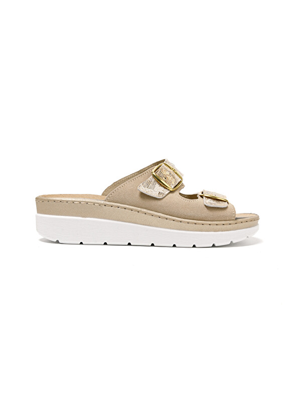 Green Life Kadın Terlik 5619 STRETCH WOMEN'S FOOTWEAR Gold/Beige