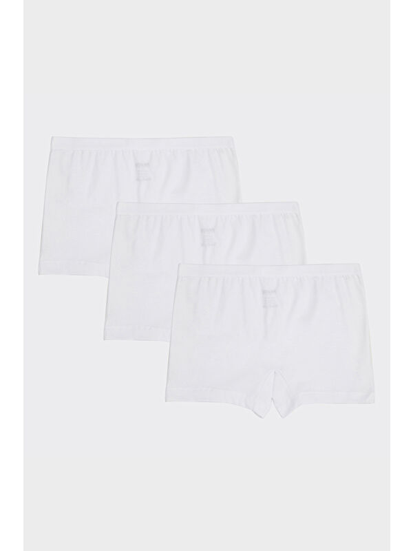 Panço Kız Çocuk Beyaz 3'lü Boxer Set - İç Giyim