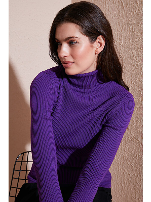 Lela Fitilli Regular Fit Balıkçı Yaka Soft Akrilik Kadın Kazak 4614102
