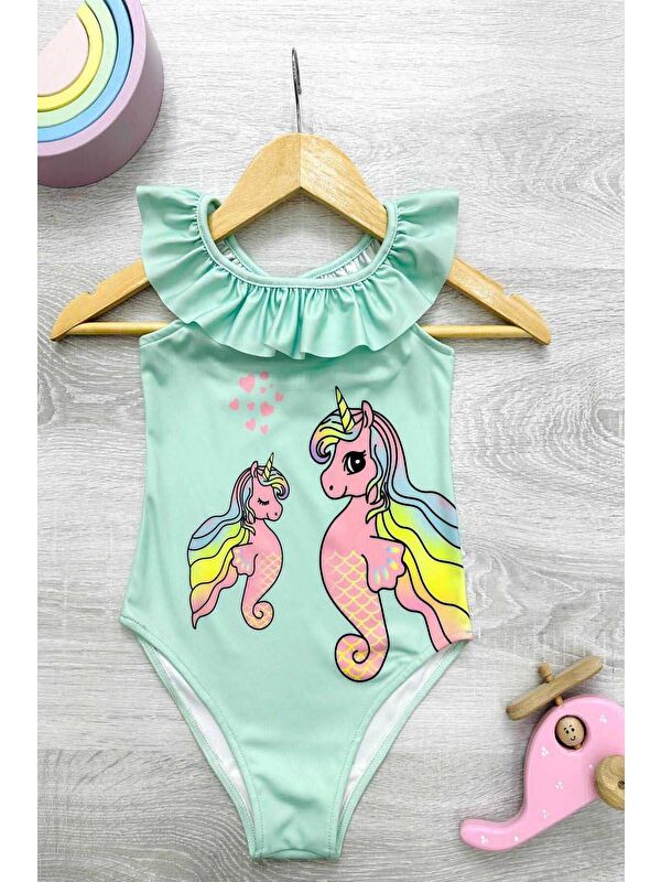 My Kids Wear Çapraz Fırfır Askılı Kız Çocuk Mayo