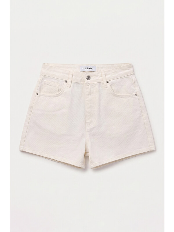 It's Basic Kadın Kırık Beyaz 7s6-101 Mini Mom Denim Şort