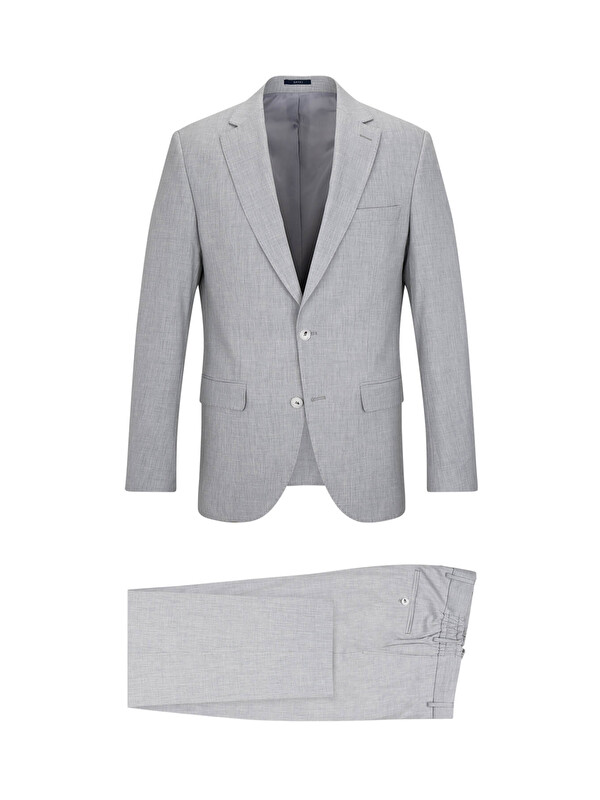 Hatemoğlu Gri Slim Fit Mono Yaka Klasik Takım Elbise