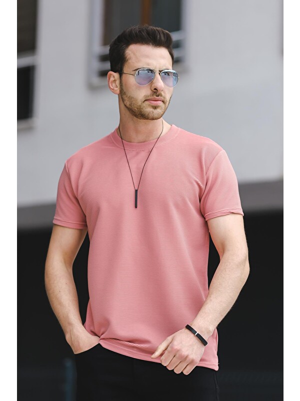 Oksit Kumaş Basic Slim Fit Elastanlı Erkek Tişört