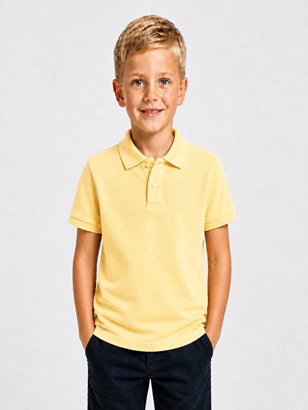 ajn Kids Polo Yaka Basic Kısa Kollu Unisex Çocuk Tişört