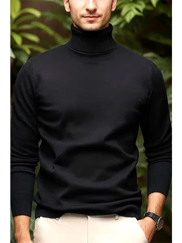 Oksit Premium Slim Fit Pamuk Polyester Erkek Boğazlı Kazak Triko