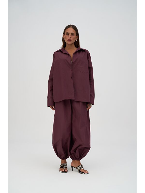 Mai Collection Velora Bordo Poplin Şalvar Pantolon