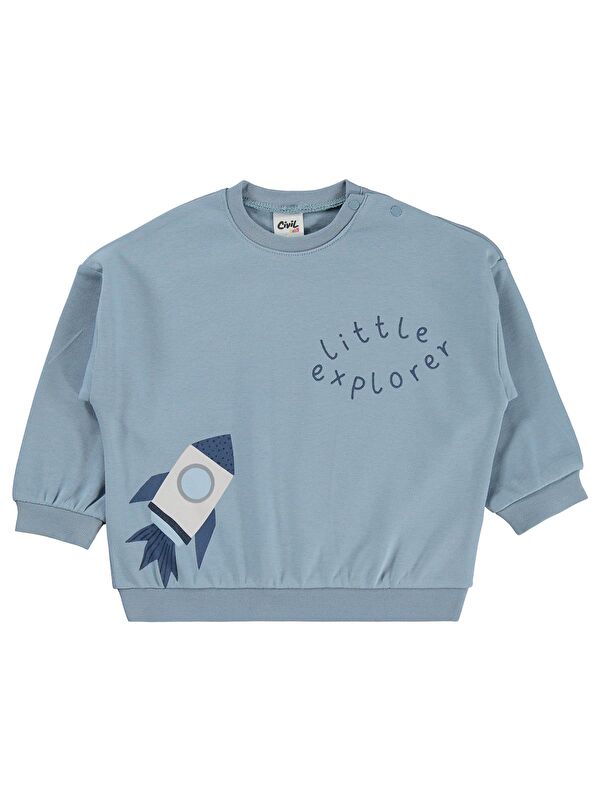 Civil Baby Little Explorer Baskılı 6-18 Ay Sweatshirt - Mavi 12-18 Ay