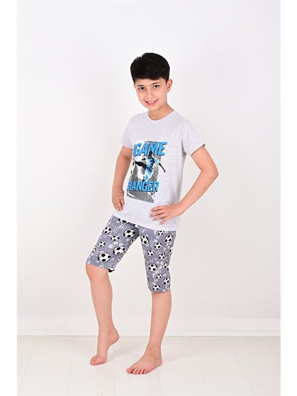 Vitmo Erkek Çocuk Kısa Kollu Pijama Takımı Game Changer Gri