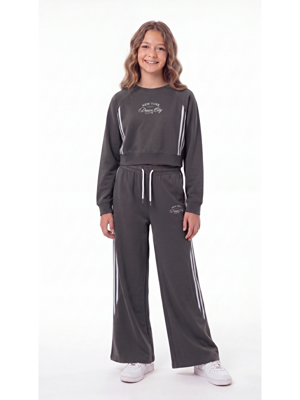 Mışıl Kids New York Dream City Baskılı Yumaşak Dokulu-Comfort Kumaş Kız Çocuk Alt Üst Eşofman Takımı